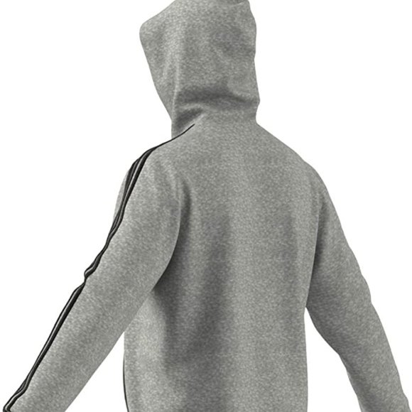 🆕adidas Men's Essentials 3-Stripes French Terry Hoodie, SM-Medium Grey H/Black - Picture 5 of 6